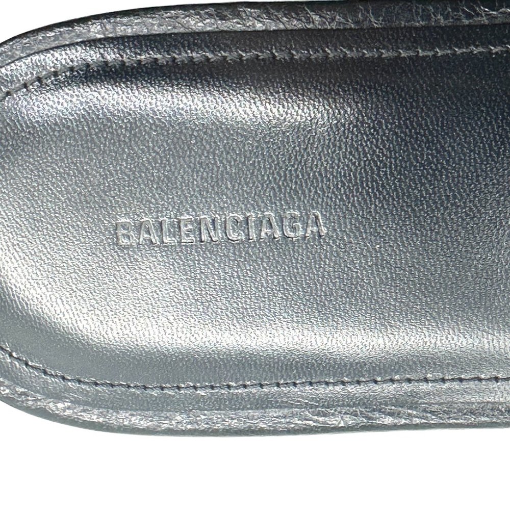 BALENCIAGA Cagole Studded Buckled Arena Leather Flat Slides Mules Sandals - Picture 13 of 16